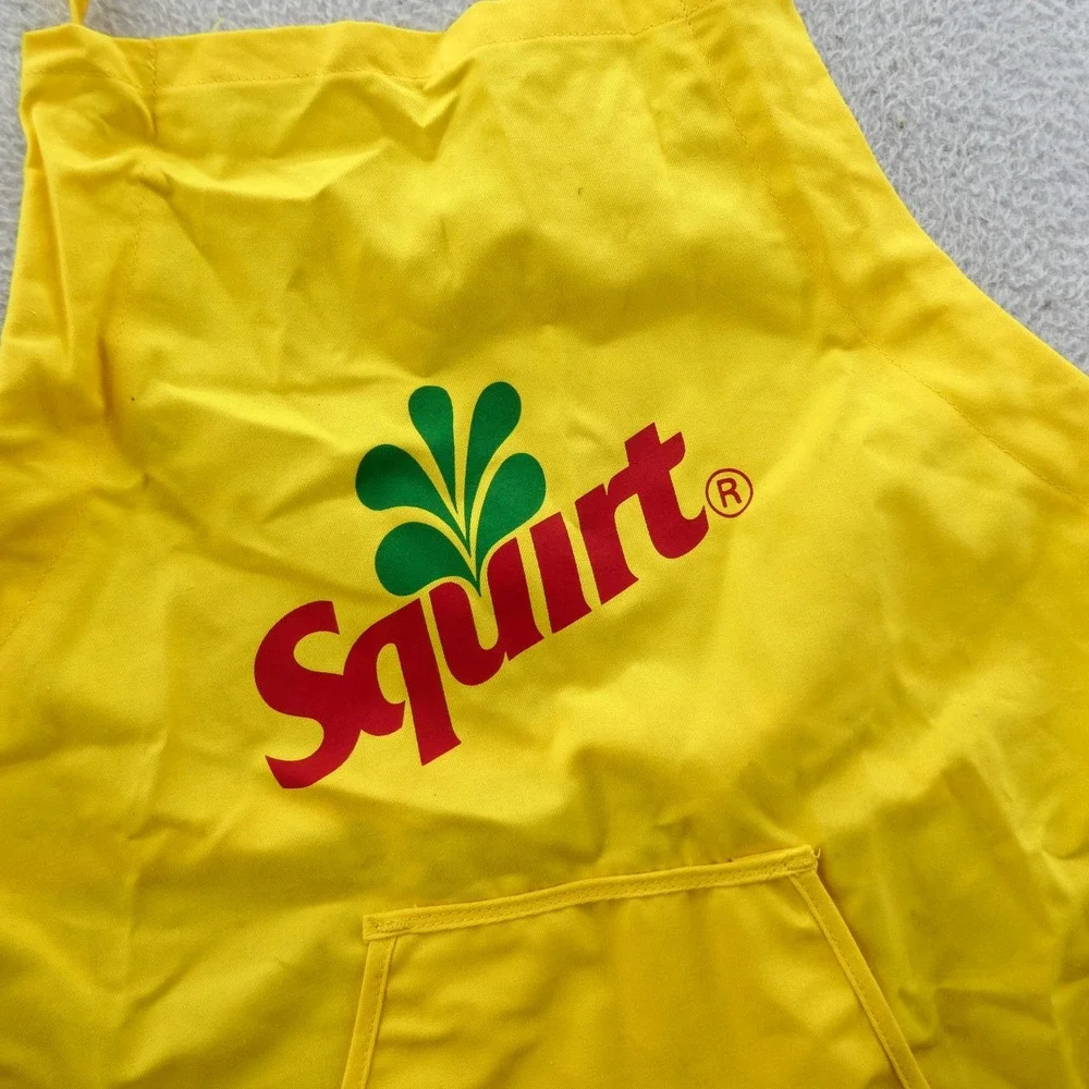 Union Made Apron One Size Squirt‎ Soda Advertising Yellow Vintage 1980s Rare